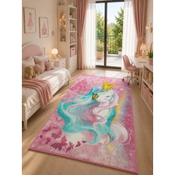 Covor Camera Copii Play 15 RPR, Marime 160 x 230 cm, Roz, Inaltime Fir 10 mm, Antialergic, Polipropilena, Gradinita, Cresa, Loc de Joaca