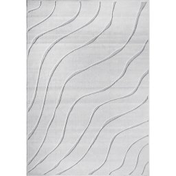 Covor Model Oksi 38012-100, Marime 200 x 300 cm, Alb, Inaltime Fir 6 mm, Antialergic, Polipropilena, Living, Dormitor, Sufragerie, Birou