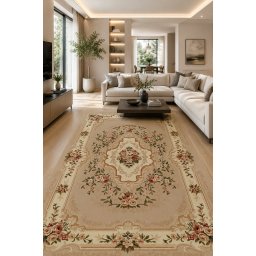 Covor Lotos 570-100, Marime 250 x 350 cm, Bej, Crem, Inaltime Fir 8 mm, Antialergic, Polipropilena, Living, Dormitor, Sufragerie, Birou