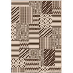 Covor Bucatarie Tip Iuta, Model Natura 19210-19, Marime 140 x 200 cm, Crem, Maro, Antialergic, Polipropilena, Living, Sufragerie, Terasa, Birou