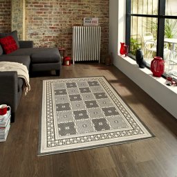 Covor Bucatarie Tip Iuta, Model Natura 919-91, Marime 120 x 170 cm, Crem, Maro, Antialergic, Polipropilena, Terasa, Sufragerie, Living, Birou