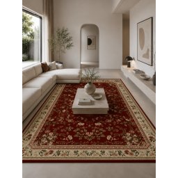 Covor Lotos 1525-210, Marime 250 x 350 cm, Grena, Rosu, Inaltime Fir 8 mm, Antialergic, Polipropilena, Living, Dormitor, Sufragerie, Birou