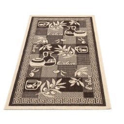 Covor Bucatarie Tip Iuta, Model Natura 955-91, Marime 80 x 200 cm, Bej, Maro, Antialergic, Polipropilena, Living, Terasa, Sufragerie, Birou