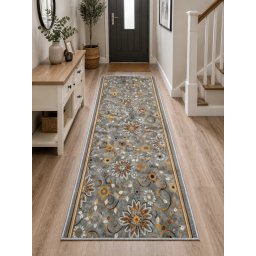 Traversa Boston, Tesatura Plata, Latime 2.5m, Marime 250 x 600 cm, Gri, Festonata Surfilata Tivita, Antialergica, Polipropilena, Living, Dormitor, Coridor, Hol
