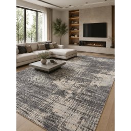 Covor Calvin Klein CK953, Gri, Bej, Marime 97 x 152 cm, Modern, Ideal pentru Living, Dormitor, Birou, Sufragerie