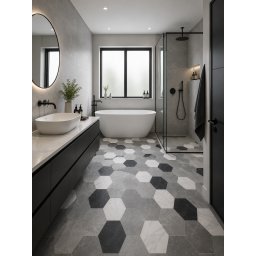 Linoleum Rezidential Antiderapant Clasa 21, Belgia, Pembroke 909M, Suport Spuma, Grosime 2.3 mm, Imitatie Parchet, Gri, Negru, PVC, Latime 2m, Marime 200 x 400 cm