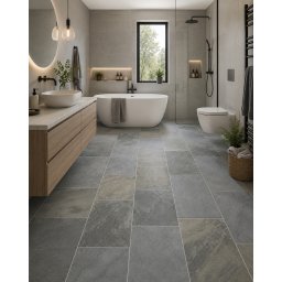 Linoleum Rezidential Antiderapant Clasa 21, Belgia, Salisbury 996, Suport Spuma, Grosime 2.3 mm, Imitatie Piatra, Gri, Maro, PVC, Latime 2m, Marime 200 x 700 cm