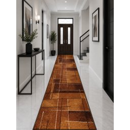 Traversa Print Doha, Tesatura Plata, Latime 2.5m, Marime 250 x 500 cm, Maro, Festonata Surfilata Tivita, Antialergica, Polipropilena, Living, Dormitor, Coridor, Hol