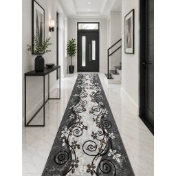 Traversa Print Seoul, Tesatura Plata, Latime 2.5m, Marime 250 x 900 cm, Gri, Festonata Surfilata Tivita, Antialergica, Polipropilena, Living, Dormitor, Coridor, Hol