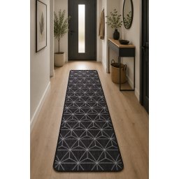 Covor Flex 19647-80, Marime 75 x 200 cm, Gri, Inaltime Fir Tesatura plata, Antialergic, Polipropilena, Bucatarie