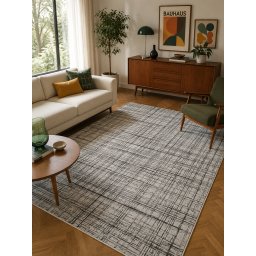Covor Flex 19171-08, Marime 150 x 230 cm, Gri, Inaltime Fir Tesatura plata, Antialergic, Polipropilena, Bucatarie