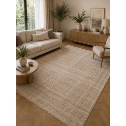Covor Flex 19171-111, Marime 150 x 230 cm, Crem, Inaltime Fir Tesatura plata, Antialergic, Polipropilena, Bucatarie
