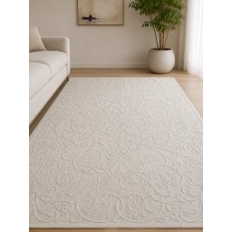 Covor Itea 42001-101, Marime 95 x 200 cm, Alb, Inaltime Fir 10 mm, Antialergic, Polipropilena, Living, Dormitor