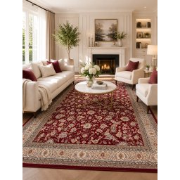 Covor Belgian Premium Kasmar 8746-014, Marime 80 x 250 cm, Rosu, Inaltime Fir 9 mm, Antialergic, Polipropilena, Living, Dormitor