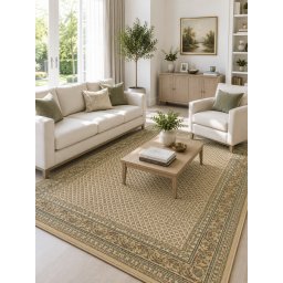 Covor Belgian Premium Kasmar 9595-684, Marime 80 x 250 cm, Bej, Inaltime Fir 9 mm, Antialergic, Polipropilena, Living, Dormitor