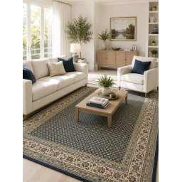 Covor Belgian Premium Kasmar 9595-234, Marime 80 x 250 cm, Albastru, Inaltime Fir 9 mm, Antialergic, Polipropilena, Living, Dormitor
