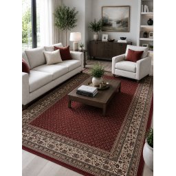 Covor Belgian Premium Kasmar 9595-014, Marime 80 x 250 cm, Rosu, Inaltime Fir 9 mm, Antialergic, Polipropilena, Living, Dormitor