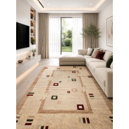 Covor Lotos 579-110, Marime 250 x 350 cm, Bej, Crem, Inaltime Fir 9 mm, Antialergic, Polipropilena, Living, Dormitor, Sufragerie, Birou