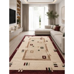 Covor Lotos 579-120, Marime 250 x 350 cm, Rosu, Crem, Inaltime Fir 9 mm, Antialergic, Polipropilena, Living, Dormitor, Sufragerie, Birou