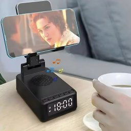 Incarcator wireless 15W cu ceas si difuzor