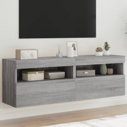 Comoda TV de perete cu LED, 2 buc, gri sonoma, 60x30x40 cm GartenMobel Dekor