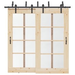 Set feronerie pentru usi glisante, negru, 213,5 cm, otel GartenMobel Dekor