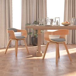 Scaune de bucatarie, 2 buc., gri taupe, lemn curbat si textil GartenMobel Dekor