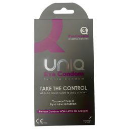 Uniq Eva - prezervativ pentru femei, fără latex (3 buc)