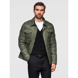 Ombre Men's quilted jacket in shirt cut - olive