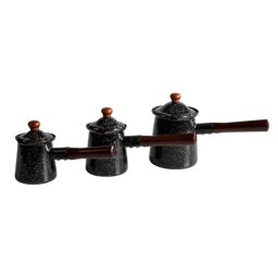 Set ibrice cu capac Rosberg R51305J3C, 9/10/12 cm, Emailate, negru/maro