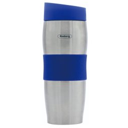 Cana termos Rosberg R52011C, 380 ml, Pereti dublu, Ergonomic, Otel inoxidabil, Albastru/Argintiu
