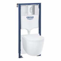 Set rezervor incastrat Grohe Rapid SL cu vas WC Bau Ceramic Rimless New si clapeta Arena Cosmo crom lucios
