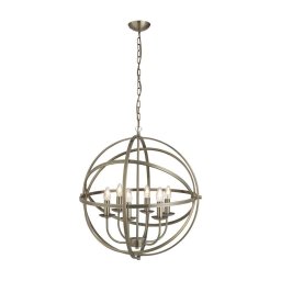 Searchlight 2476-6AB - Candelabru ORBIT suspendat pe lanț, 6xE14/60W/230V, din alamă