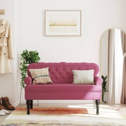 Bancheta cu spatar, rosu vin, 119,5x64,5x75 cm, catifea GartenMobel Dekor