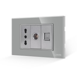 Priza Ingusta + TV + Internet cu Rama din Sticla LUXION, Standard Italian, 3M SmartElectro IntelligentHouse