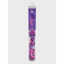 Set constructie plus-plus, tub 100 piese, glitter mix, culori cu sclipici