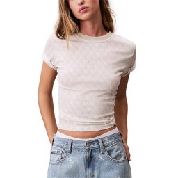 CALVIN KLEIN T-Shirt Ss Dbl Merc Aop Classic LV044C206G XE5 blanc de blanc aop