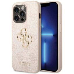 Husa Guess PU 4G Metal Logo pentru iPhone 15 Pro Max Roz