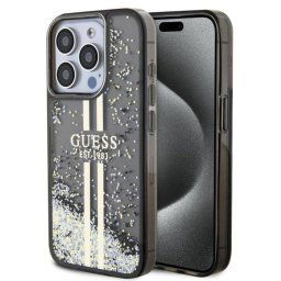 Husa Guess Liquid Glitter Gold Stripe pentru iPhone 15 Pro Negru