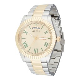 GUESS Ceas analogic 'Connoisseur' auriu / verde stuf / argintiu