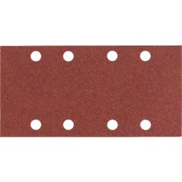 Foaie abrazivă pentru lemn și vopsea, 93 x 186 mm, granulație 180, 8 găuri, 10 buc