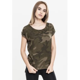 Doamnelor Camo înapoi în formă de Tee camo de măsline