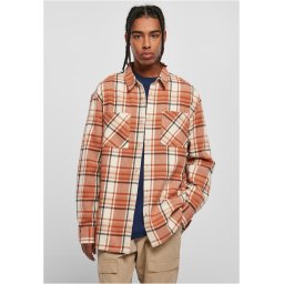 Long oversized shirt with checkered leaves softseagrass/red