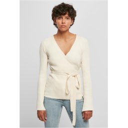 Women's rib knit wrapped cardigan whitesand
