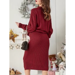 Resti Acrylic braided women's set with sweater and skirt Warm&Fuzzy