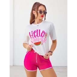 Resti Women's sports set with a t-shirt and shorts Hello Summer