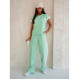 Resti Women's Ariadne Mint Set made of elastic cotton - mint, short sleeves, long trousers