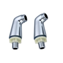 Set 2 buc cot adaptor 1/2x3/4 , pentru montaj baterie baie pe cada, alama, cromat