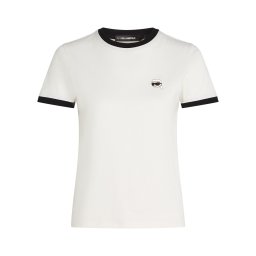 Karl Lagerfeld Tricou 'Ikon' crem / negru
