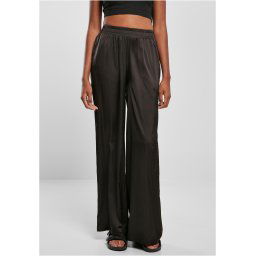 Women's satin wide trousers black